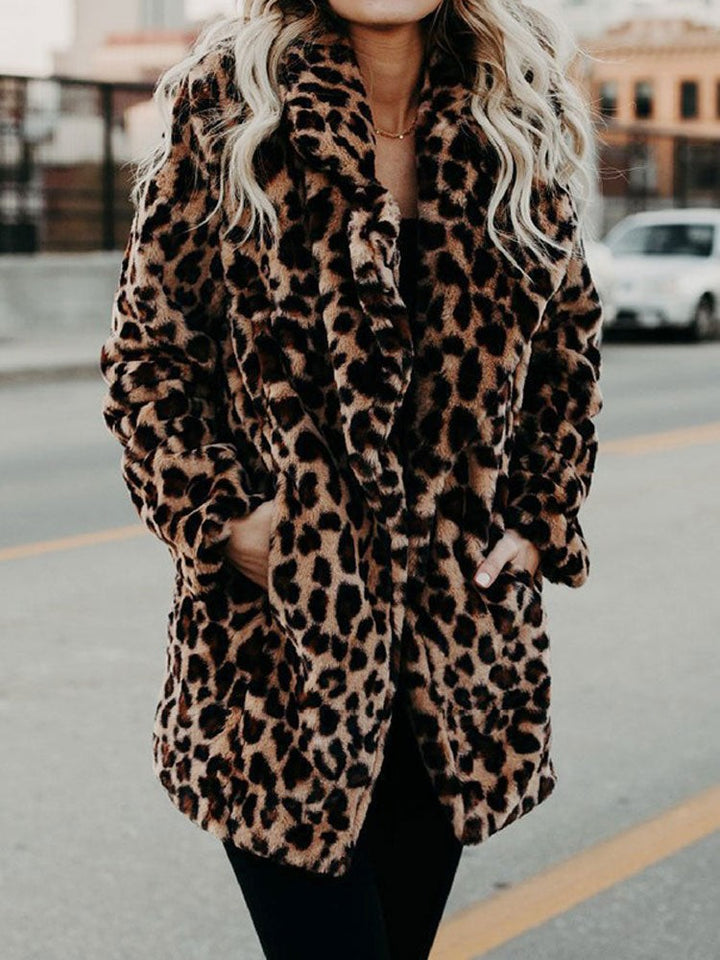 Leopard print women's winter coat - product photo 1