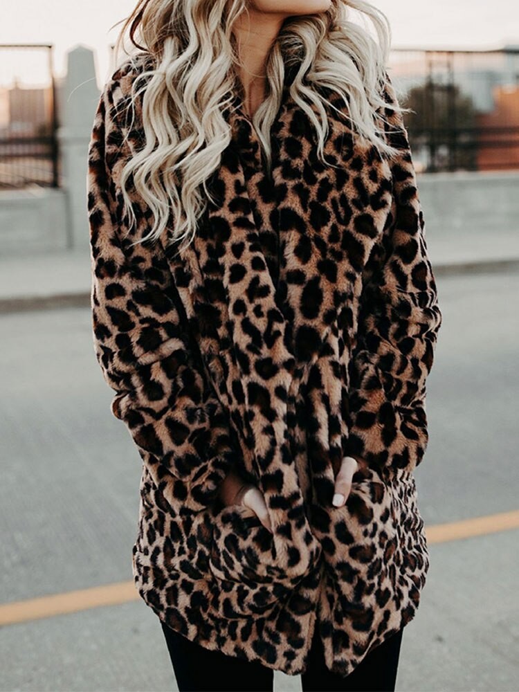 Leopard print women's winter coat - product photo 2