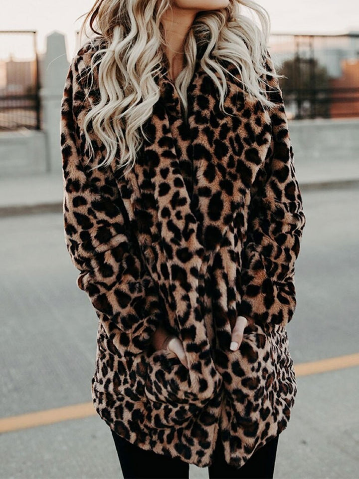 Leopard print women's winter coat - product photo 2