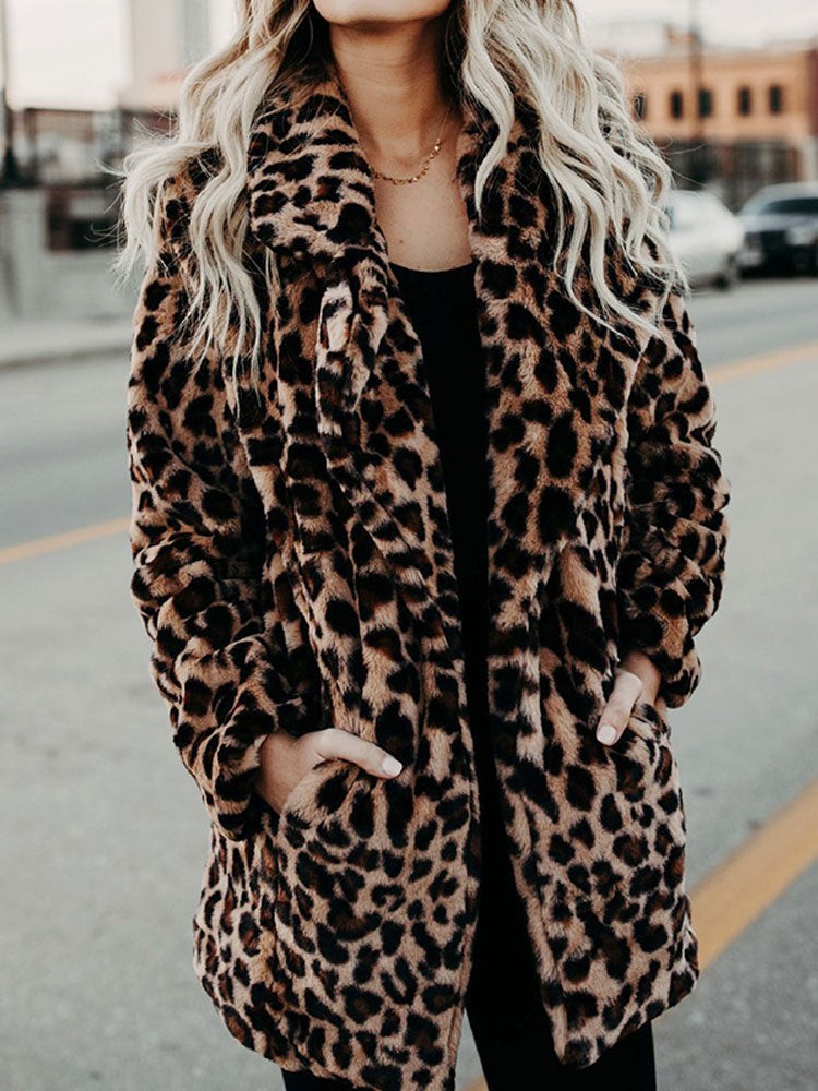 Leopard print women's winter coat - product photo 3