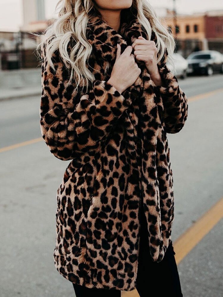 Leopard print women's winter coat - product photo 4