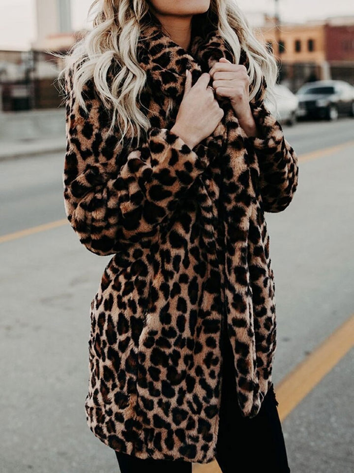 Leopard print women's winter coat - product photo 4