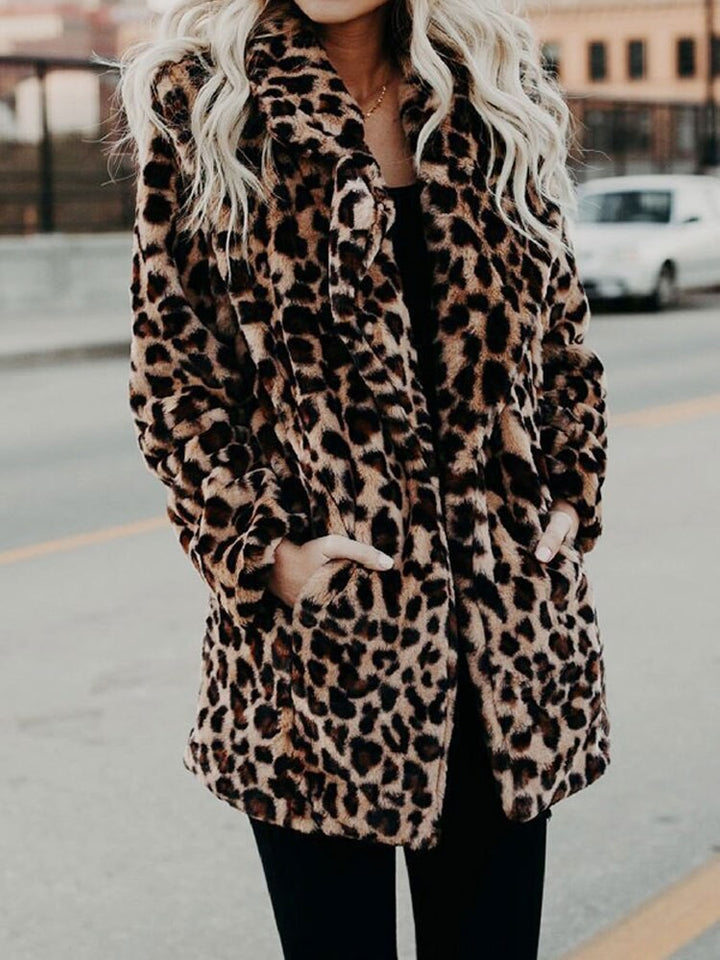 Leopard print women's winter coat - product photo 5