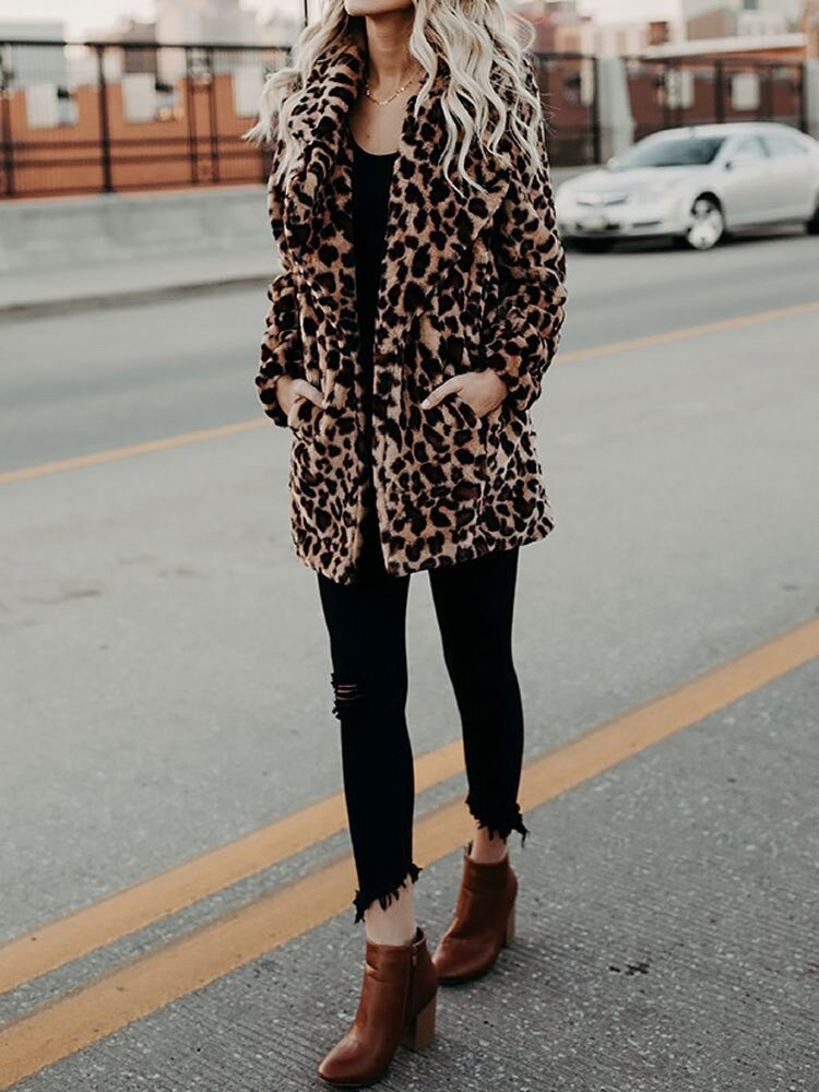 Leopard print women's winter coat - product photo 6