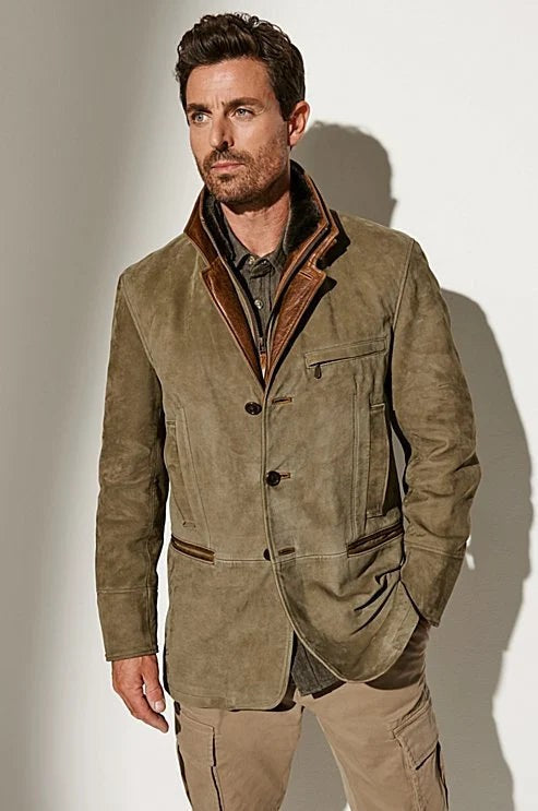 Lined suede-look jacket for men - product photo 1