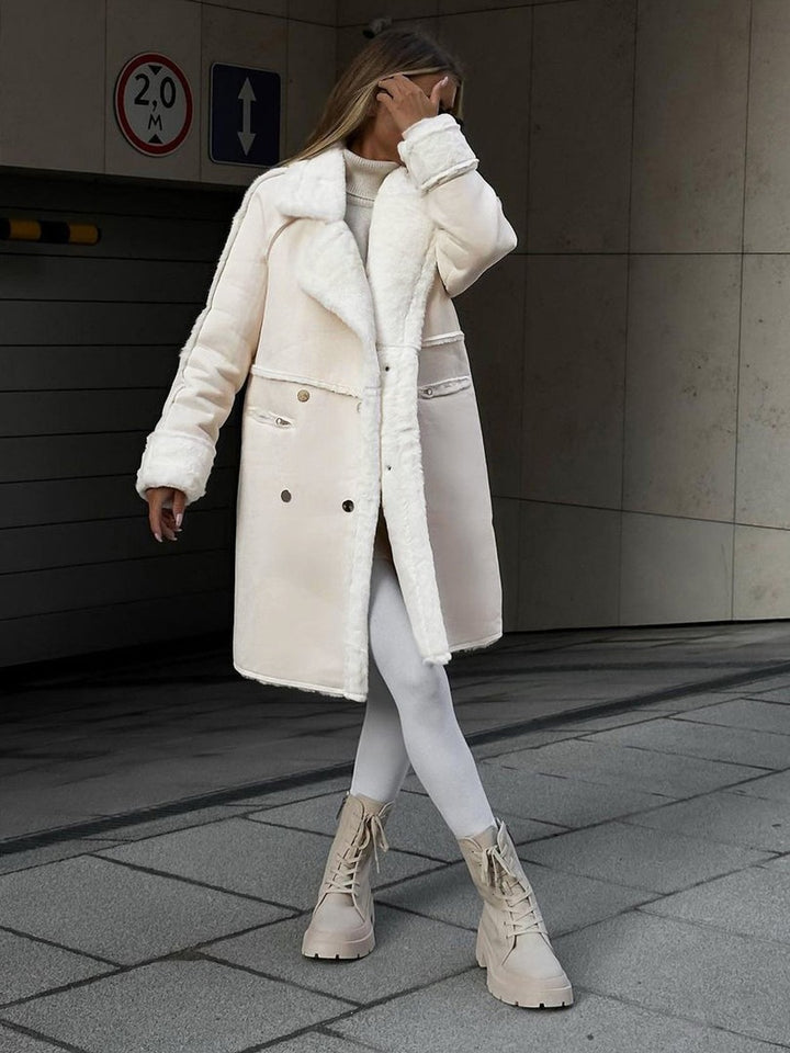 Long polar fleece women's coat - product photo 1