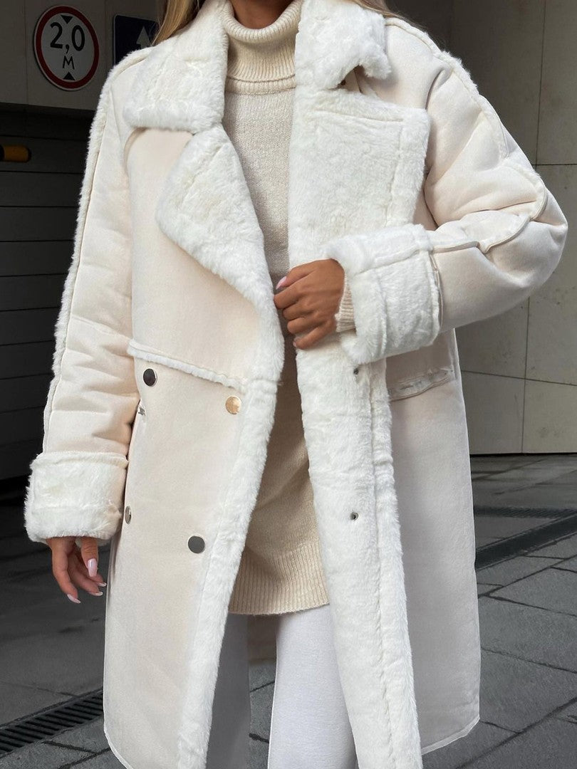 Long polar fleece women's coat - product photo 2