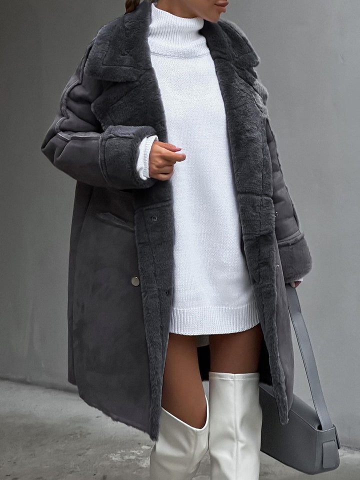 Long polar fleece women's coat - product photo 3