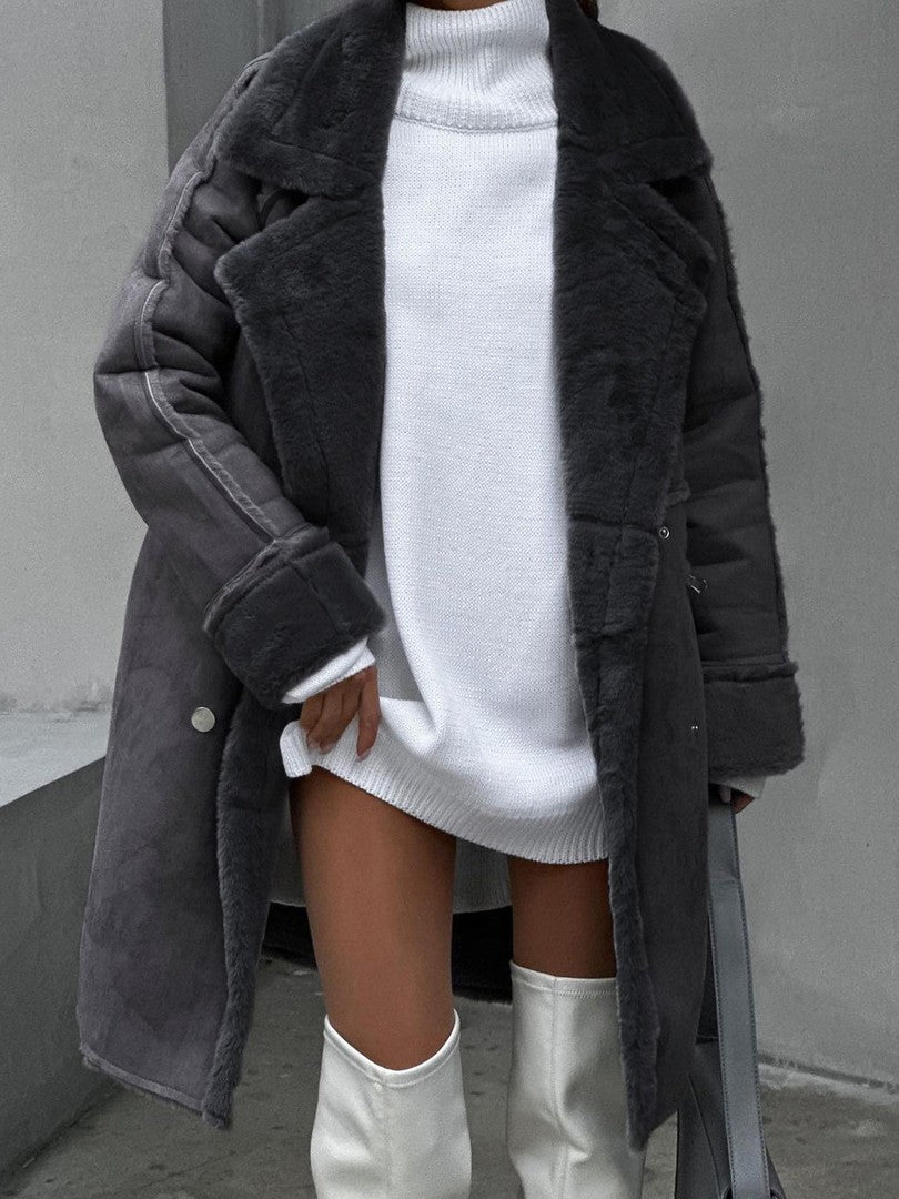 Long polar fleece women's coat - product photo 4