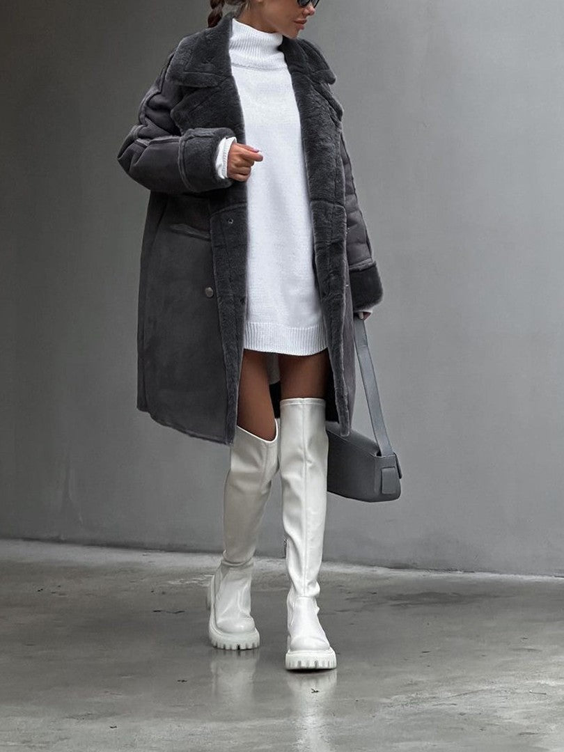 Long polar fleece women's coat - product photo 5