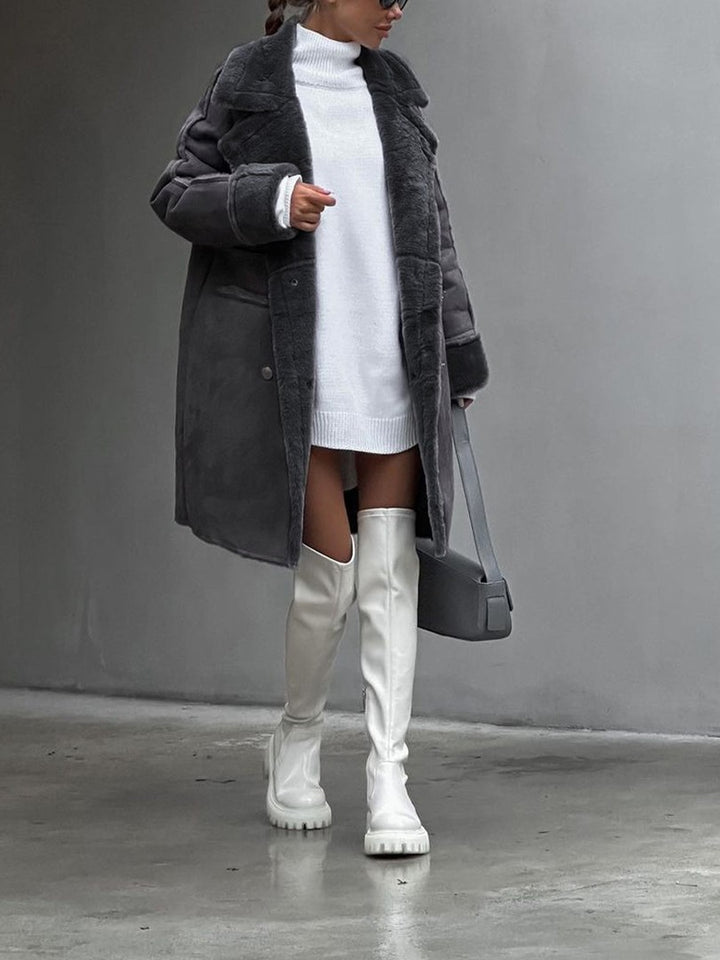 Long polar fleece women's coat - product photo 5
