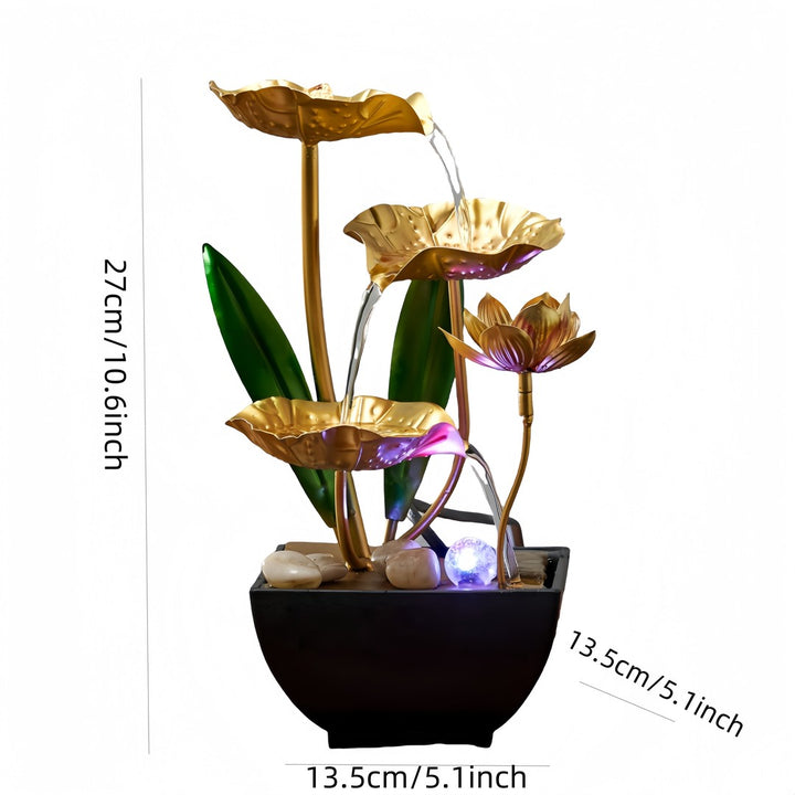 Lotus tabletop water fountain lit by LEDs - product photo 6