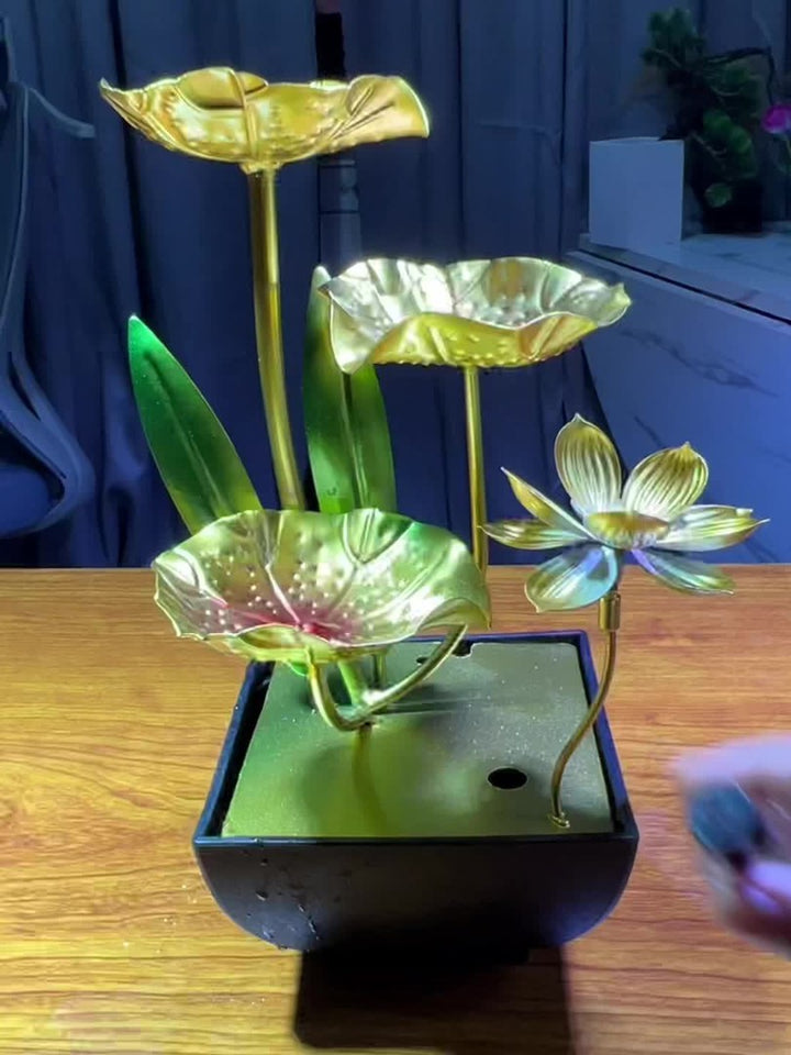 Lotus tabletop water fountain lit by LEDs - product photo 7