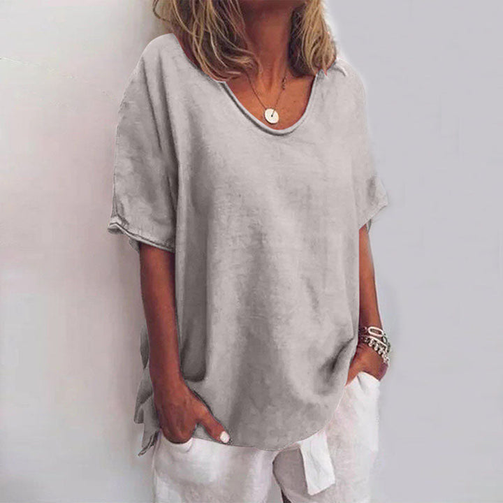 Isla | Women’s Classic Loose-Fit Short Sleeve Blouse