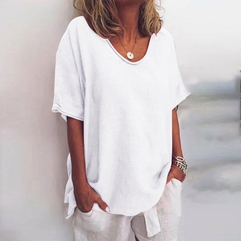 Isla | Women’s Classic Loose-Fit Short Sleeve Blouse