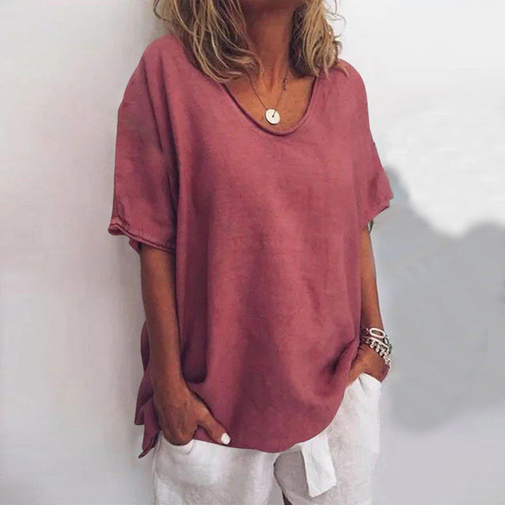 Isla | Women’s Classic Loose-Fit Short Sleeve Blouse
