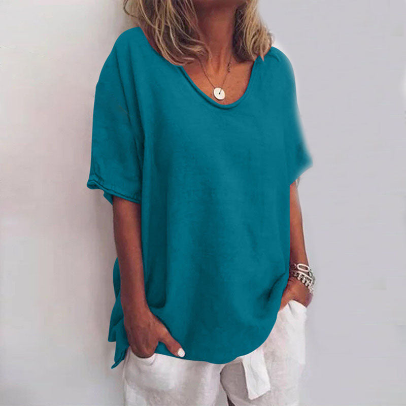 Isla | Women’s Classic Loose-Fit Short Sleeve Blouse