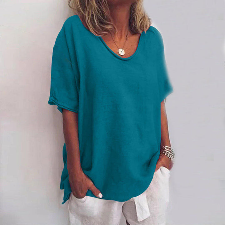 Isla | Women’s Classic Loose-Fit Short Sleeve Blouse