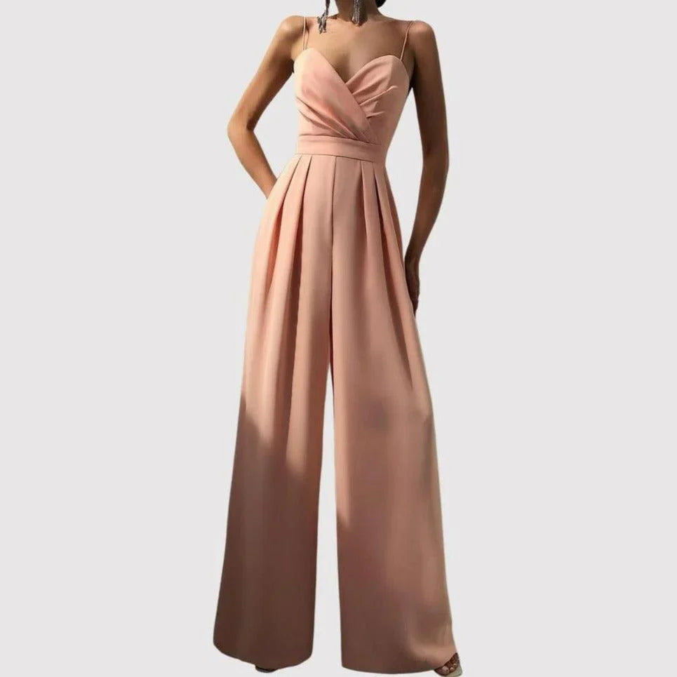 Maya | Women’s Spaghetti Strap Wide-Leg Jumpsuit With Wrapped Bodice Design
