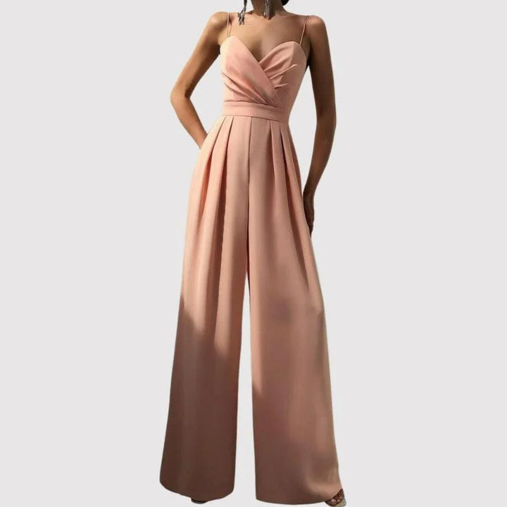Maya | Women’s Spaghetti Strap Wide-Leg Jumpsuit With Wrapped Bodice Design