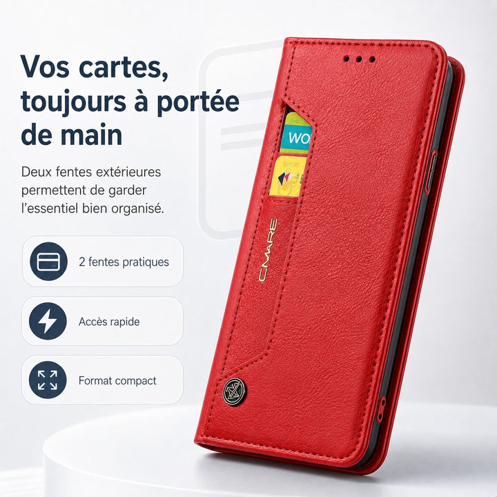 Magnetic flip phone case with card slots - product photo 2