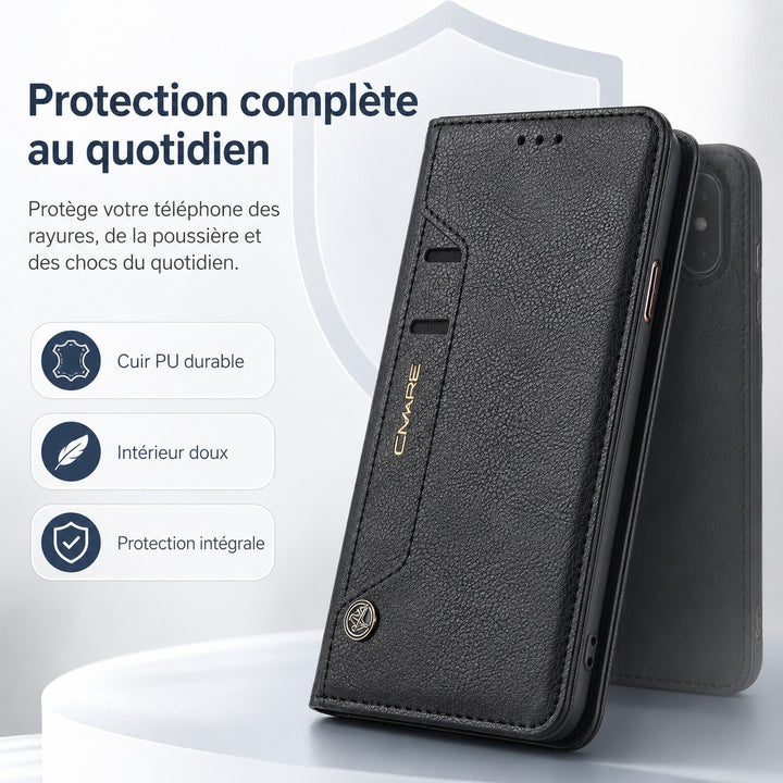 Magnetic flip phone case with card slots - product photo 3