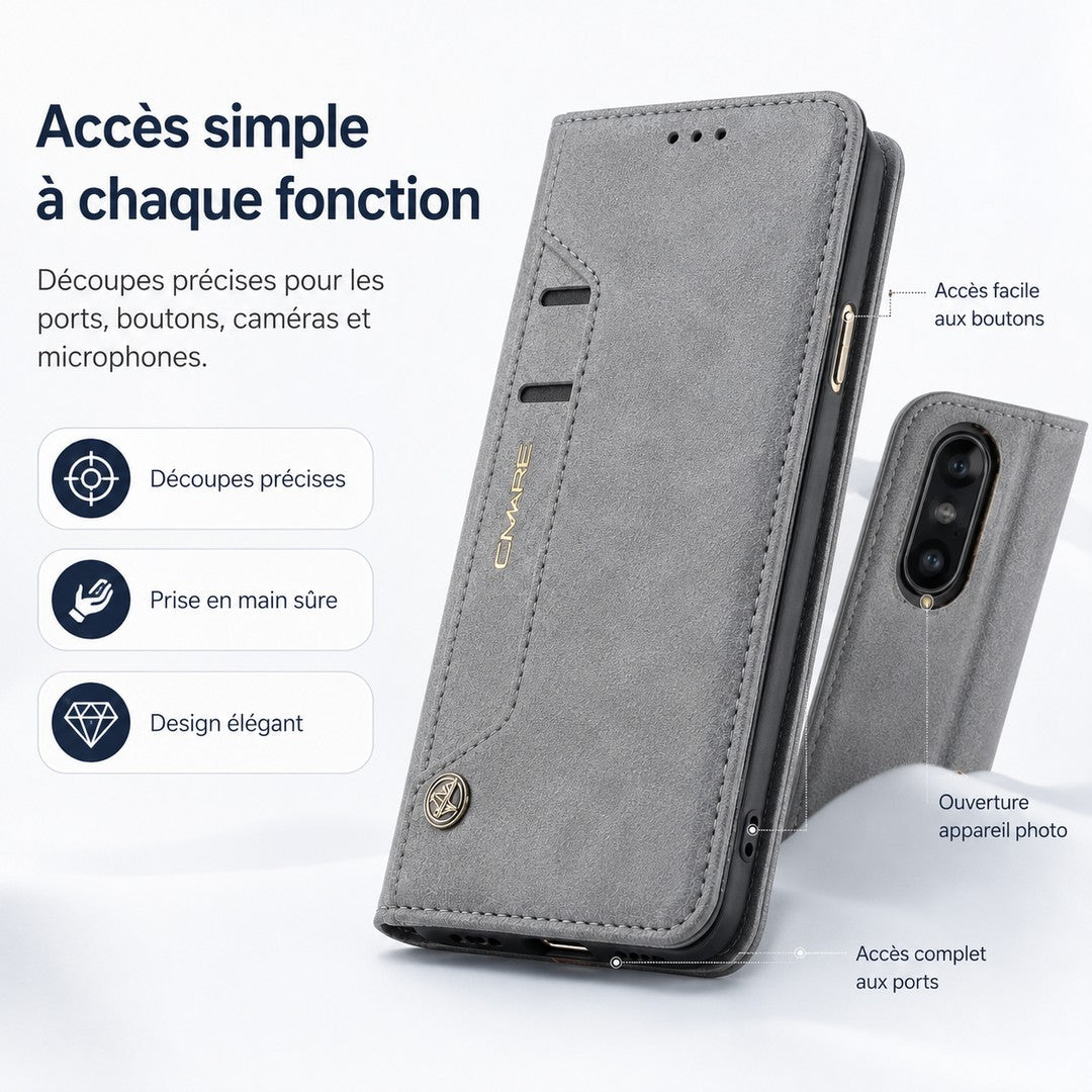 Magnetic flip phone case with card slots - product photo 4