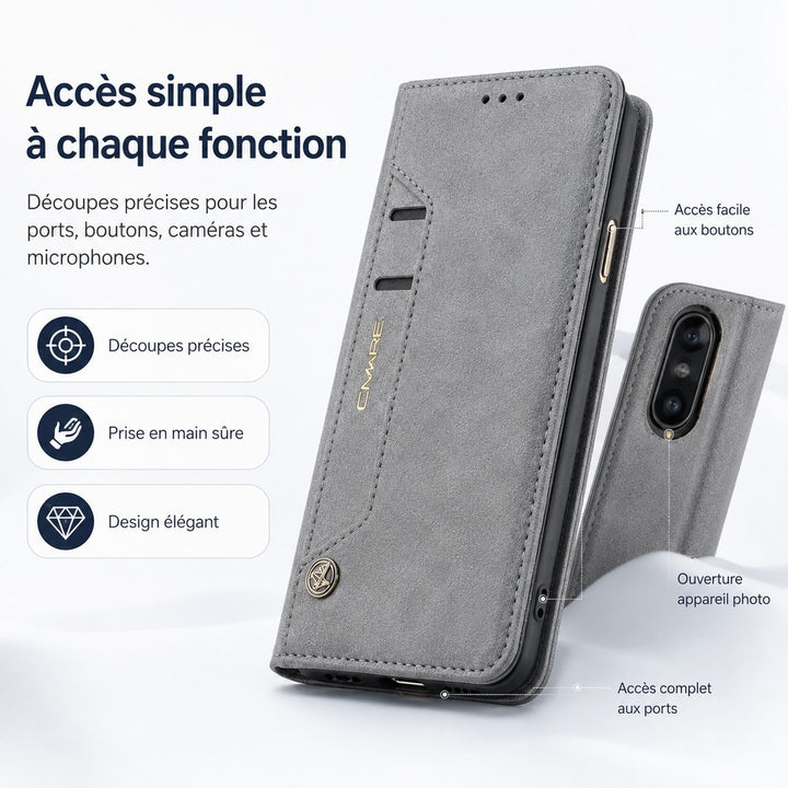 Magnetic flip phone case with card slots - product photo 4