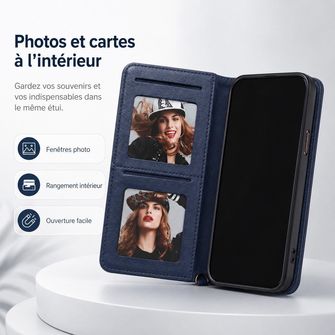 Magnetic flip phone case with card slots - product photo 5