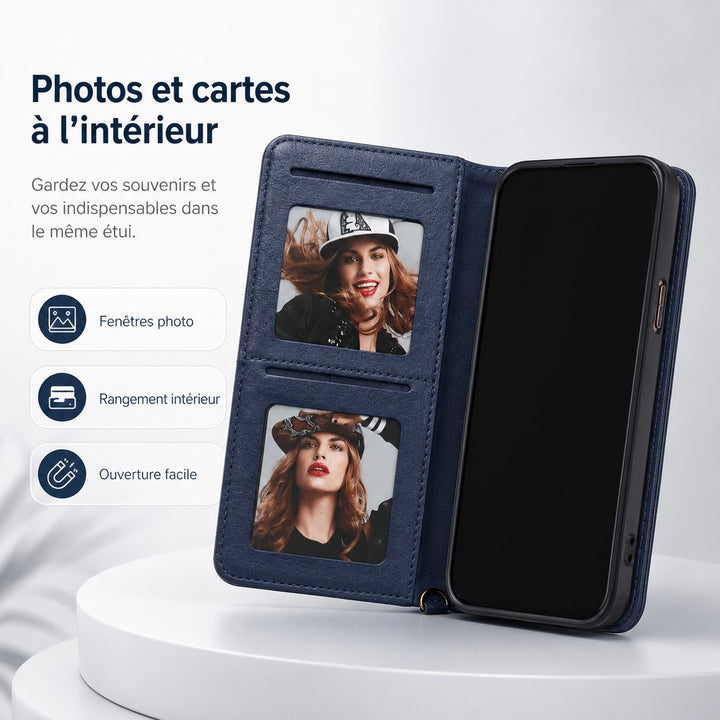Magnetic flip phone case with card slots - product photo 5