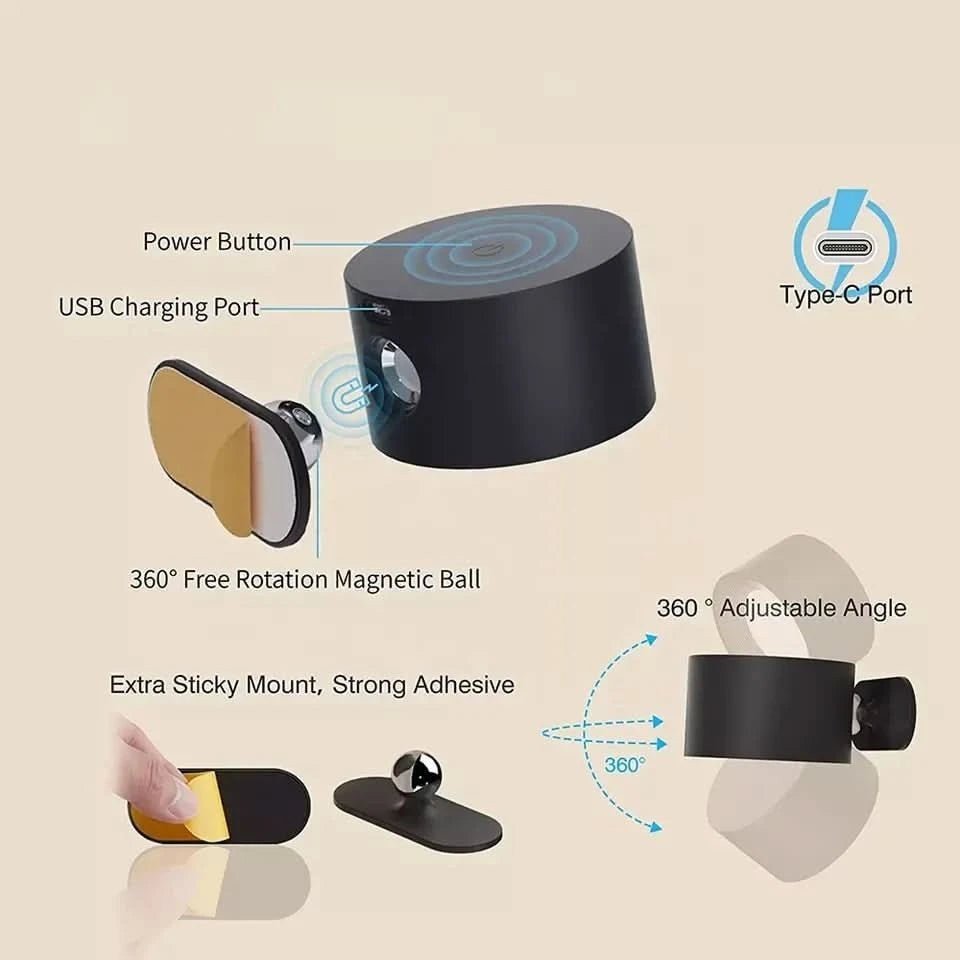 Magnetic LED wall light rotating on its mount - product photo 6