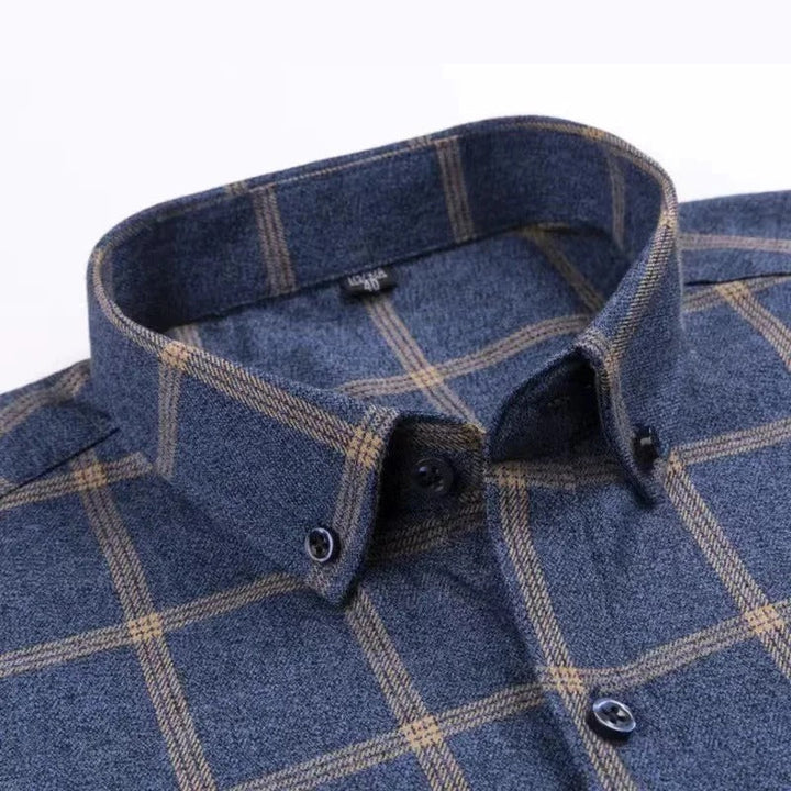 SAMUEL | Men’s Long Sleeve Plaid Shirt With Button-Down Collar
