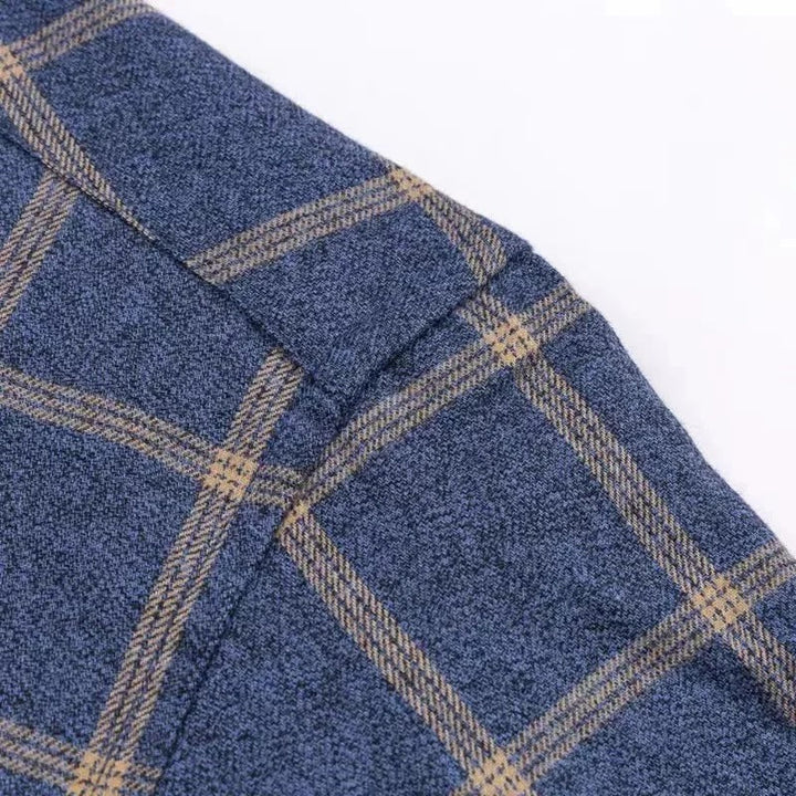 SAMUEL | Men’s Long Sleeve Plaid Shirt With Button-Down Collar