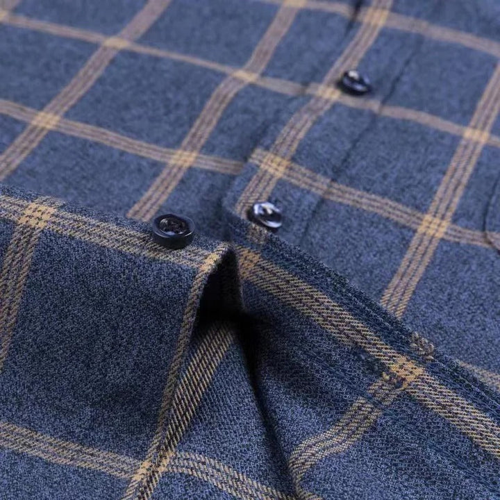 SAMUEL | Men’s Long Sleeve Plaid Shirt With Button-Down Collar