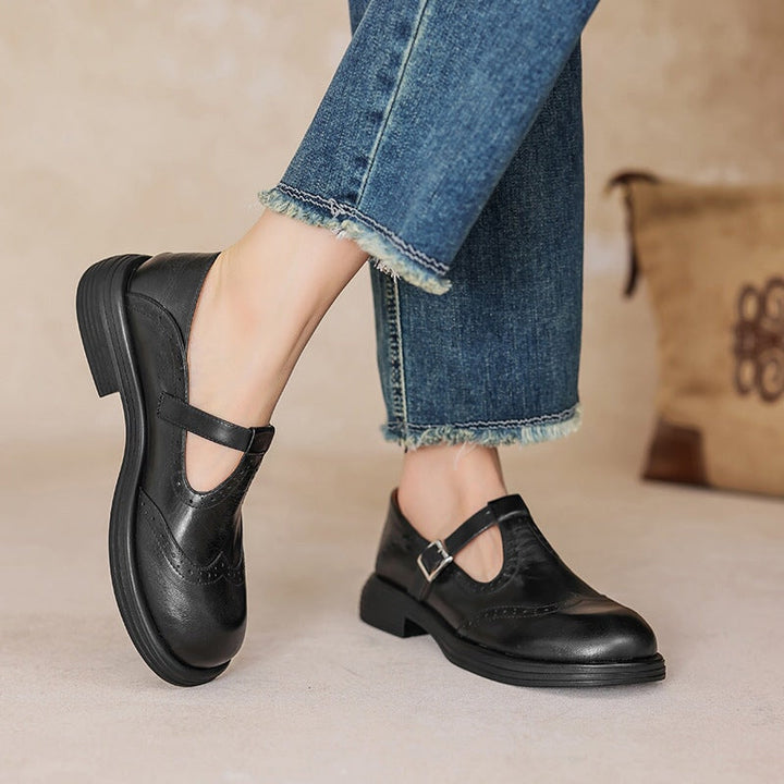 Mattea | Elegant Leather Mary Jane Shoes For Women