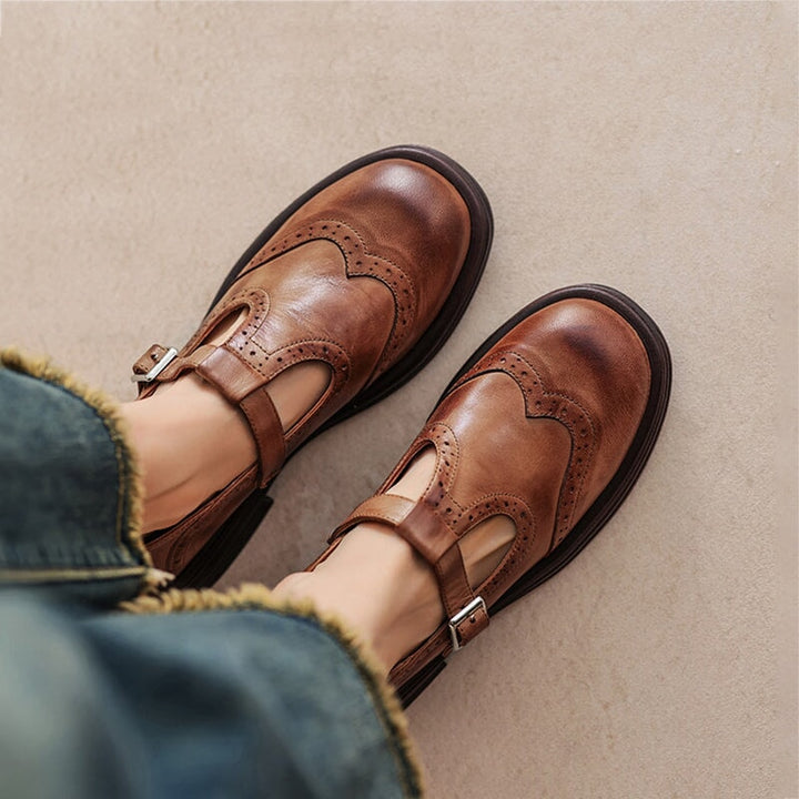 Mattea | Elegant Leather Mary Jane Shoes For Women