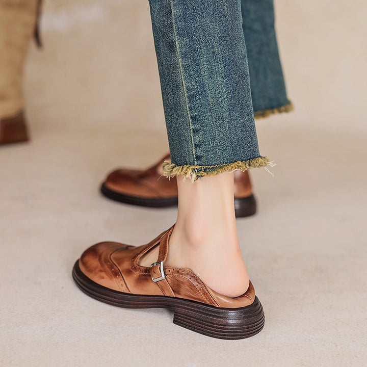 Mattea | Elegant Leather Mary Jane Shoes For Women