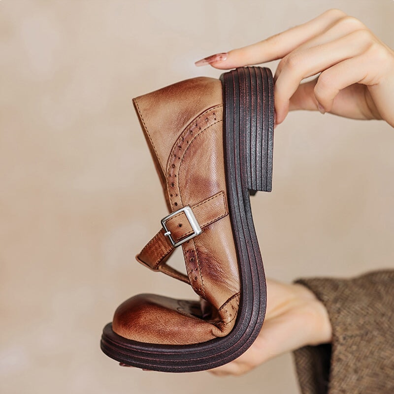 Mattea | Elegant Leather Mary Jane Shoes For Women