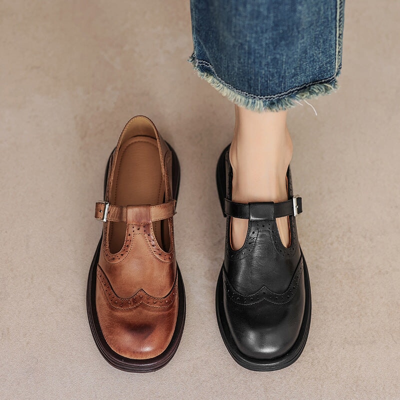 Mattea | Elegant Leather Mary Jane Shoes For Women