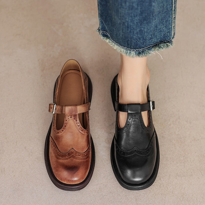 Mattea | Elegant Leather Mary Jane Shoes For Women