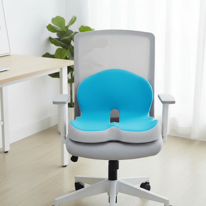 Memory foam seat cushion with a removable cover on a chair - product photo 1
