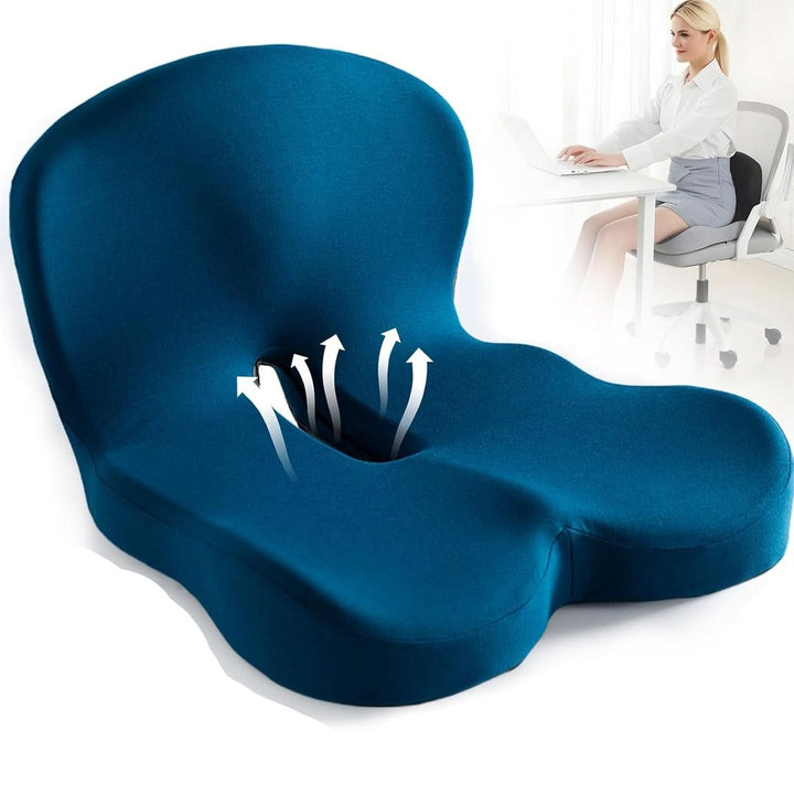 Memory foam seat cushion with a removable cover on a chair - product photo 6