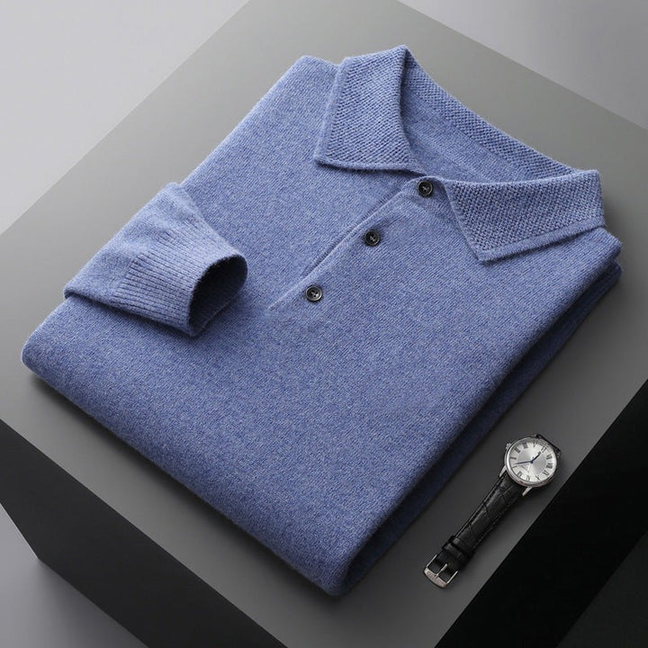 Men's 100% cashmere polo sweater - product photo 3
