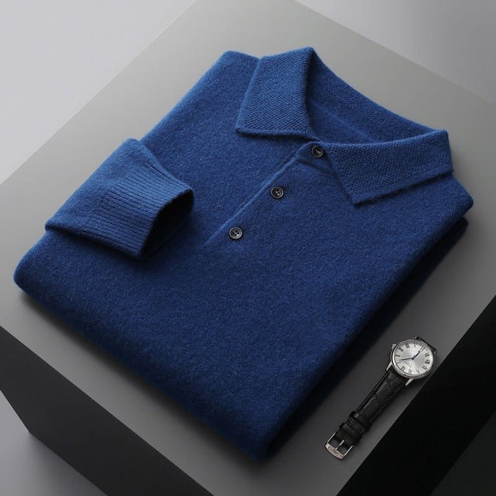 Men's 100% cashmere polo sweater - product photo 4