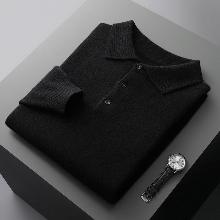 Men's 100% cashmere polo sweater - product photo 5