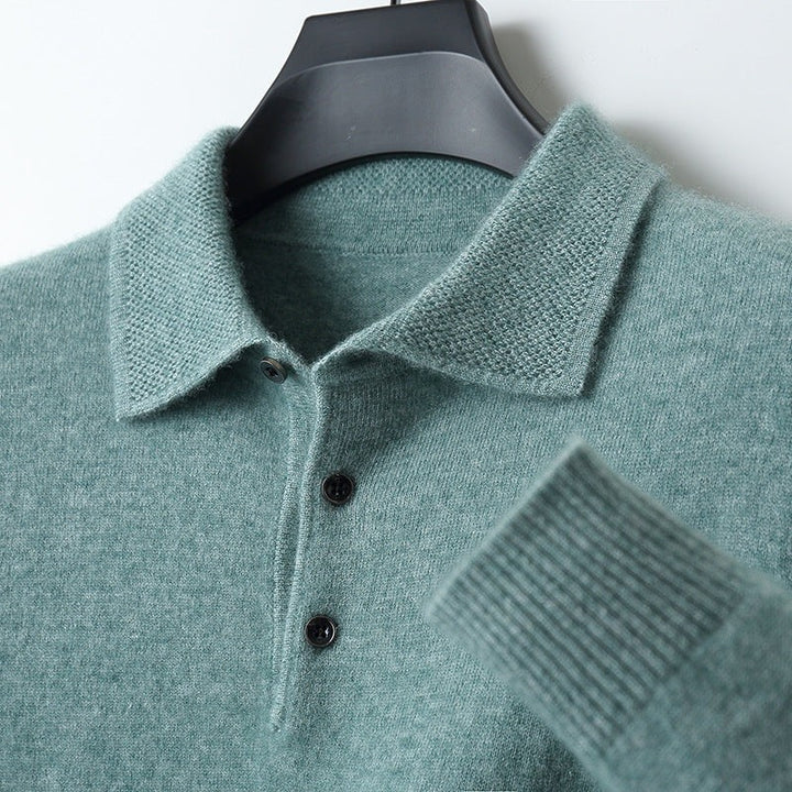 Men's 100% cashmere polo sweater - product photo 7