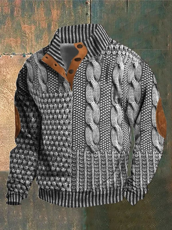 Men's chunky knit sweater with a raised pattern - product photo 1
