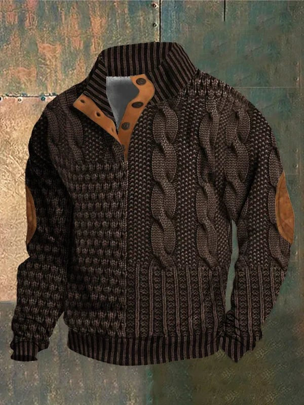 Men's chunky knit sweater with a raised pattern - product photo 2