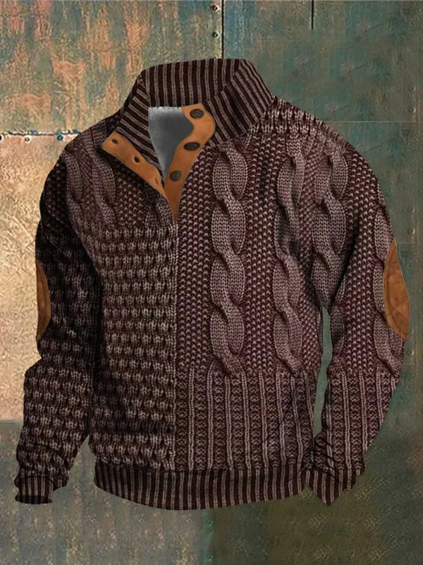 Men's chunky knit sweater with a raised pattern - product photo 3