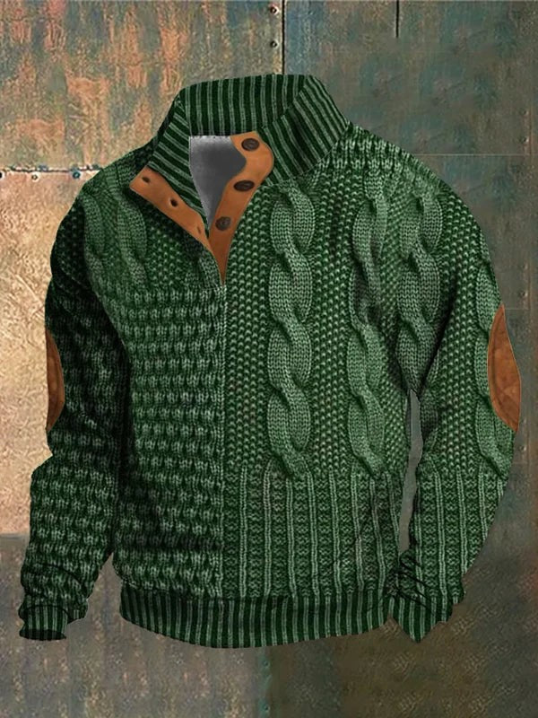 Men's chunky knit sweater with a raised pattern - product photo 4